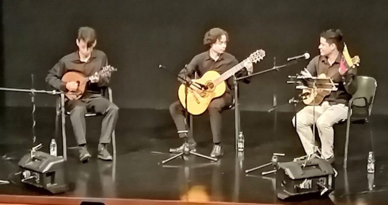 Talento Emergente Carlos Alejandro Suárez en el cuatro Santiago Bravo en la guitarra Diego Gutiérrez en el bandolín